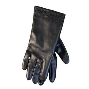 Mellowskin Size B-7 1/2, 8, 8 1/2 Faux Leather Black Gloves